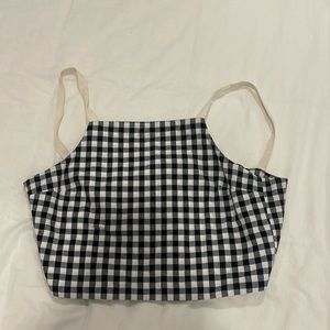 Black and white halter neck open back shirt